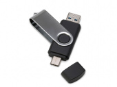 USB3.0/USB Type-C флешка на 32 Гб Квебек C (черный)