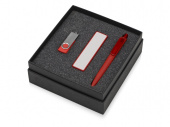 Подарочный набор Space Pro с флешкой, ручкой и зарядным устройством (красный, белый)
