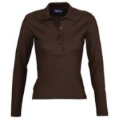 Рубашка поло женская с длинным рукавом Podium 210 шоколадно-коричневая