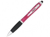 Ручка-стилус пластиковая шариковая Nash крапчатая (черный, золотистый, красный)