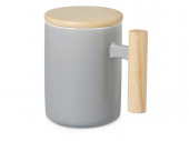 Кружка с ручкой и крышкой из каучукового дерева Jeny (серый)