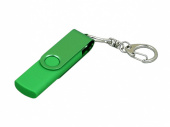 USB 2.0- флешка на 32 Гб с поворотным механизмом и дополнительным разъемом Micro USB (зеленый, зеленый)