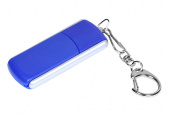 USB 2.0- флешка промо на 8 Гб с прямоугольной формы с выдвижным механизмом (синий, серебристый)