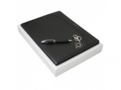 Подарочный набор Embrun: папка с блокнотом А4, ручка шариковая, брелок (черный, серебристый)