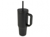 Герметичная термокружка Brady с силиконовой трубочкой, переработанная сталь, 900 мл (черный)