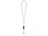 Ланъярд под сублимацию с карабином и межуровневым замком, 2,5 см (белый, черный)