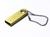 USB 2.0-флешка на 128 Гб с мини чипом и круглым отверстием (золотистый)