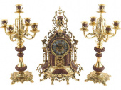 Композиция Герцог Альба: интерьерные часы с подсвечниками (коричневый, золотистый)