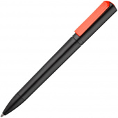 Ручка шариковая Split Black Neon, черная с красным (коралловым)