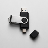 USB3.0/USB Type-C флешка на 32 Гб Квебек C (черный)