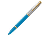 Ручка перьевая Parker 51 Premium Turquoise GT (голубой, серебристый, золотистый)