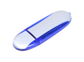 USB 2.0- флешка промо на 64 Гб овальной формы (серебристый, синий)