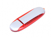 USB 2.0- флешка промо на 32 Гб овальной формы (красный, серебристый)