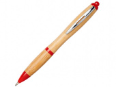 Ручка шариковая Nash из бамбука (красный, натуральный)