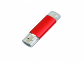 USB 2.0/micro USB- флешка на 16 Гб (красный)