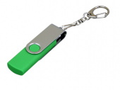 USB 2.0- флешка на 32 Гб с поворотным механизмом и дополнительным разъемом Micro USB (зеленый, серебристый)