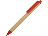 Ручка картонная пластиковая шариковая «Эко 2.0», бежевый/красный