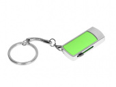 USB 2.0- флешка на 32 Гб с выдвижным механизмом и мини чипом (зеленый, серебристый)