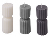 Набор свечей с гранями Vela (темно-серый, серый, белый)
