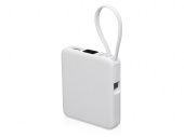 Внешний аккумулятор со встроенным кабелем USB-C Дэнси, 5000 мАч (белый)