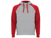 Толстовка с капюшоном Badet мужская (серый меланж, красный)