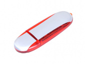 USB 2.0- флешка промо на 4 Гб овальной формы (красный, серебристый)