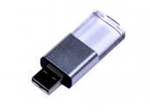 USB 2.0- флешка промо на 32 Гб прямоугольной формы, выдвижной механизм (черный)