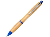 Ручка шариковая Nash из бамбука (натуральный, ярко-синий)