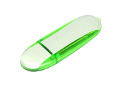 USB 2.0- флешка промо на 8 Гб овальной формы (серебристый, зеленый)