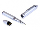 USB 2.0- флешка на 16 Гб в виде ручки с мини чипом (серебристый)
