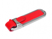 USB 2.0- флешка на 8 Гб с массивным классическим корпусом (красный, серебристый)
