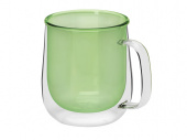 Кружка с двойными стенками Ubud (зеленый прозрачный , прозрачный)