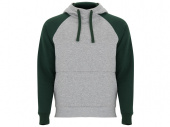 Толстовка с капюшоном Badet мужская (серый меланж, зеленый бутылочный )