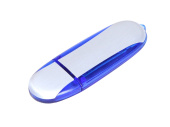 USB 2.0- флешка промо на 32 Гб овальной формы (серебристый, синий)