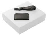 Подарочный набор Long River: картхолдер, ремешок для ключей (черный, белый)