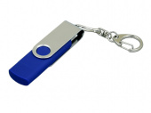 USB 2.0- флешка на 64 Гб с поворотным механизмом и дополнительным разъемом Micro USB (синий, серебристый)