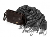 Подарочный набор: несессер, шарф, темный шоколад/серый