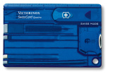 Швейцарская карточка SwissCard Quattro3, 14 функций (синий прозрачный)