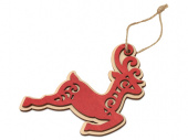 Подвеска Рождественский олень (красный, натуральный)