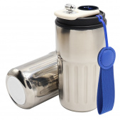 Термокружка Ashly To Go, серебристая/темно-синяя/белая