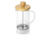 Френч-пресс с деревянной крышкой Downtime (прозрачный, натуральный)