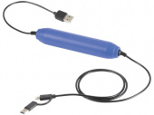Портативное зарядное устройство, 2000 mAh/кабель 3 в 1 (ярко-синий)