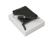 Подарочный набор Embrun: кошелек, ручка шариковая (черный, серебристый)