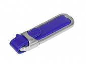 USB-флешка на 16 Гб с массивным классическим корпусом (синий, серебристый)