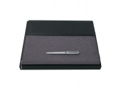Подарочный набор: ручка шариковая, папка для конференций А4 (черный, серый, серебристый)