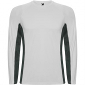 Спортивная футболка SHANGHAI L/S мужская, БЕЛЫЙ/ТЕМНЫЙ ГРАФИТ 2XL