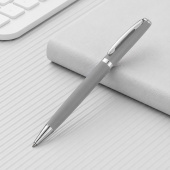 Ручка металлическая soft-touch шариковая Flow (светло-серый)