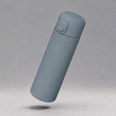 Вакуумная термокружка c кнопкой Guard, soft-touch, 400 мл, тубус (антрацит)