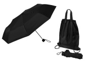 Зонт Picau из переработанного пластика в сумочке (черный)