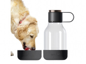 Бутылка для воды 2-в-1 DOG BOWL BOTTLE, 1500 мл  (черный)